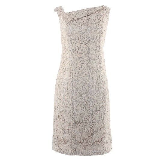 Jones New York Perry St NEW Sz 4 Tan Lace Overlay 100% Cotton Sheath Dress