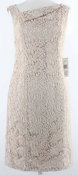 Jones New York Perry St NEW Sz 4 Tan Lace Overlay 100% Cotton Sheath Dress