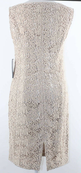 Jones New York Perry St NEW Sz 4 Tan Lace Overlay 100% Cotton Sheath Dress