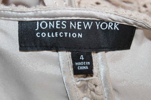 Jones New York Perry St NEW Sz 4 Tan Lace Overlay 100% Cotton Sheath Dress