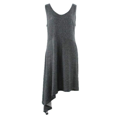 Capote Sz L Charcoal Knit Asymmetrical Polyester Rayon Spandex Dress