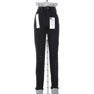 Tinsel Town NEW $49 Mom Jean Sz 0 / 24 x 28 Black Denim Distressed Cotton Jeans