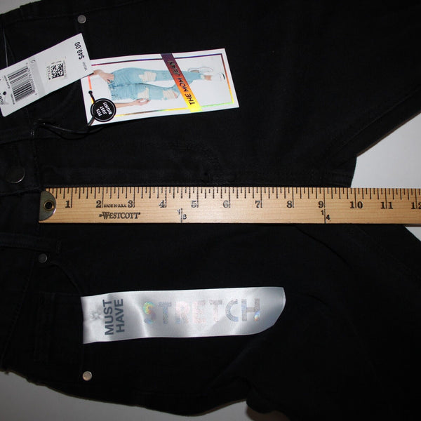 Tinsel Town NEW $49 Mom Jean Sz 0 / 24 x 28 Black Denim Distressed Cotton Jeans