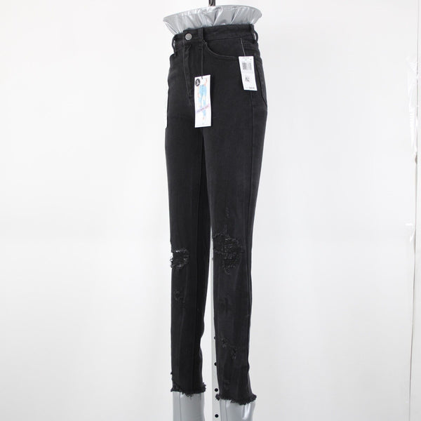 Tinsel Town NEW $49 Mom Jean Sz 0 / 24 x 28 Black Denim Distressed Cotton Jeans