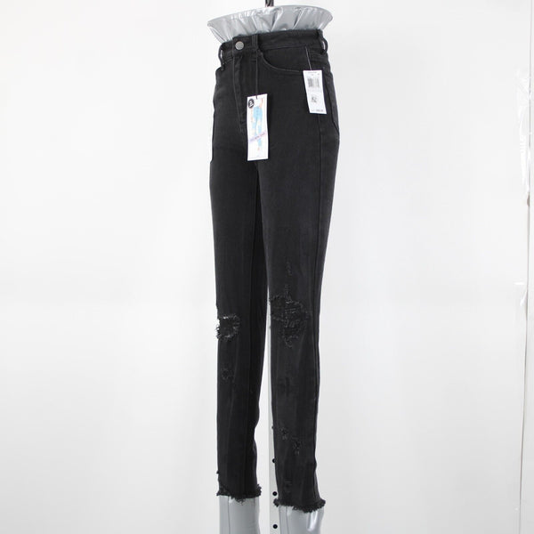 Tinsel Town NEW $49 Mom Jean Sz 0 / 24 x 28 Black Denim Distressed Cotton Jeans
