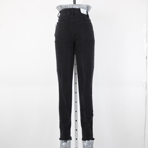 Tinsel Town NEW $49 Mom Jean Sz 0 / 24 x 28 Black Denim Distressed Cotton Jeans