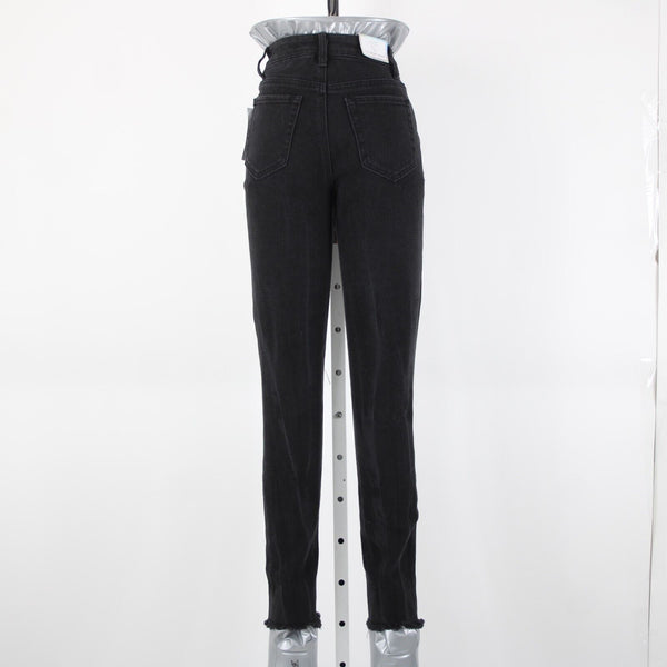 Tinsel Town NEW $49 Mom Jean Sz 0 / 24 x 28 Black Denim Distressed Cotton Jeans