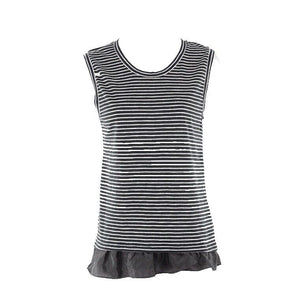 J Crew NEW XS Black White Stripe Cotton Polyester Viscose Ruffle Tank Top