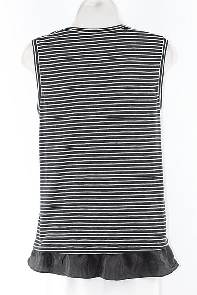 J Crew NEW XS Black White Stripe Cotton Polyester Viscose Ruffle Tank Top
