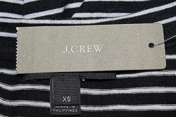 J Crew NEW XS Black White Stripe Cotton Polyester Viscose Ruffle Tank Top