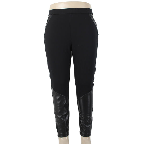 Joseph Ribkoff Pant Sz 18 x 27 Black Faux Leather Details Faux Pockets Pull On