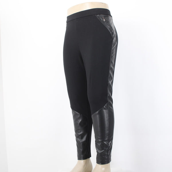 Joseph Ribkoff Pant Sz 18 x 27 Black Faux Leather Details Faux Pockets Pull On