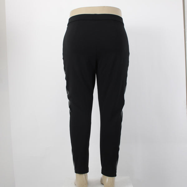 Joseph Ribkoff Pant Sz 18 x 27 Black Faux Leather Details Faux Pockets Pull On