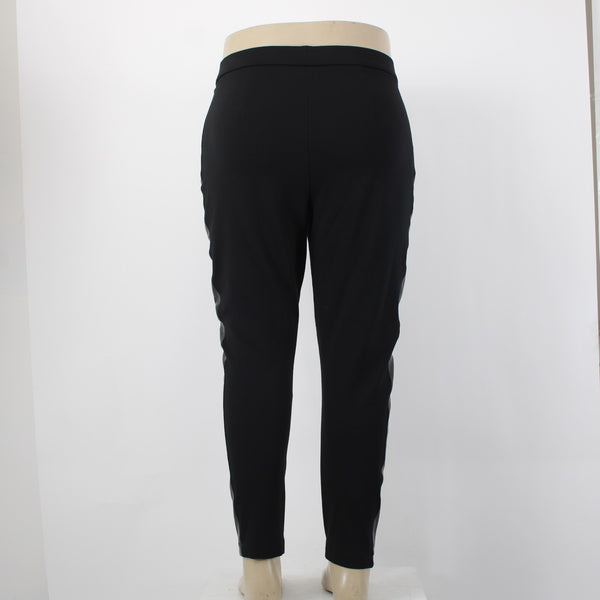 Joseph Ribkoff Pant Sz 18 x 27 Black Faux Leather Details Faux Pockets Pull On