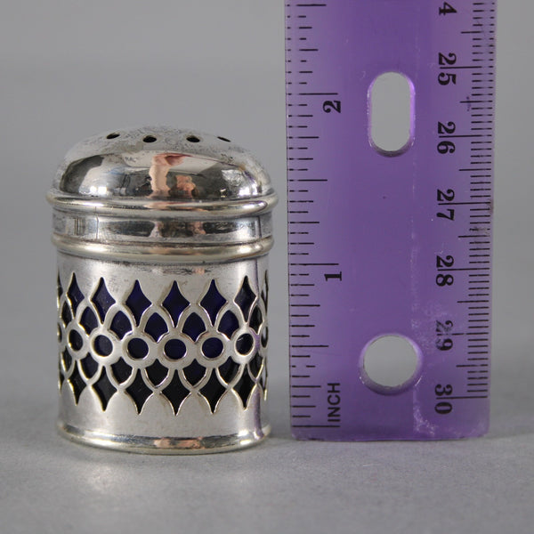 EPNS Salt Shaker Set of 4 Silver Cobalt Blue 1.75" Salt Pepper Shakers