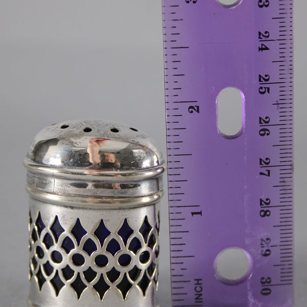 EPNS Salt Shaker Set of 4 Silver Cobalt Blue 1.75" Salt Pepper Shakers