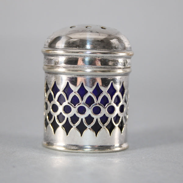 EPNS Salt Shaker Set of 4 Silver Cobalt Blue 1.75" Salt Pepper Shakers