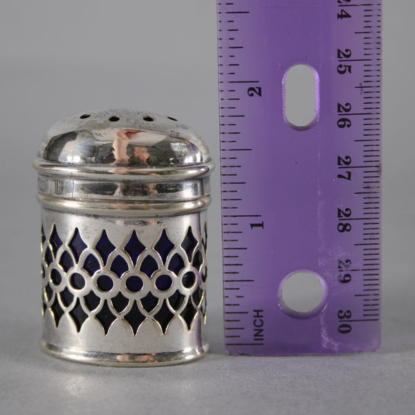 EPNS Salt Shaker Set of 4 Silver Cobalt Blue 1.75" Salt Pepper Shakers