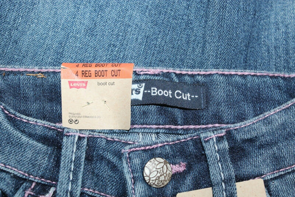 Levis NEW $38 Boot Cut Sz 4 Yr x 17 Blue Cotton Blend Denim Adjust Girls Jeans