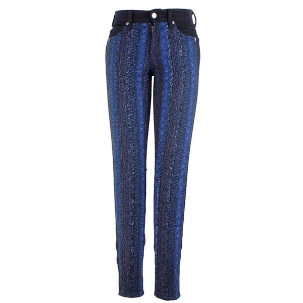 7 For All Mankind Sz 25 X 31 Blue NavyTextured Front Cotton Poly Spandex Jeans