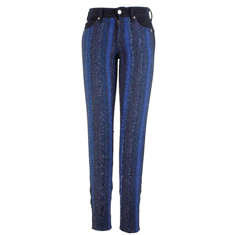 7 For All Mankind Sz 25 X 31 Blue NavyTextured Front Cotton Poly Spandex Jeans