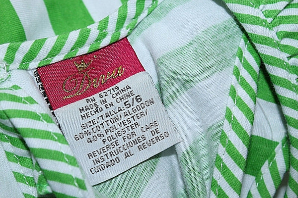 Diva NEW $28 5/6 Green White Silver Glitter Heart Stripe Cotton Poly Girl Top