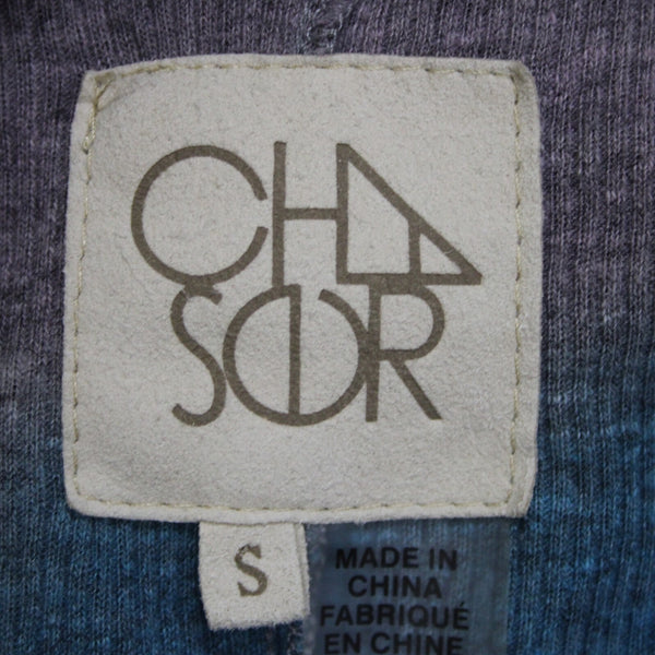 Chaser Sz S Gray Blue Purple V Neck Crop Tie Dye 3/4 Sleeve Polyester Cotton Top