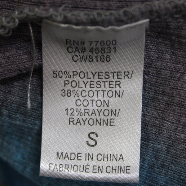 Chaser Sz S Gray Blue Purple V Neck Crop Tie Dye 3/4 Sleeve Polyester Cotton Top