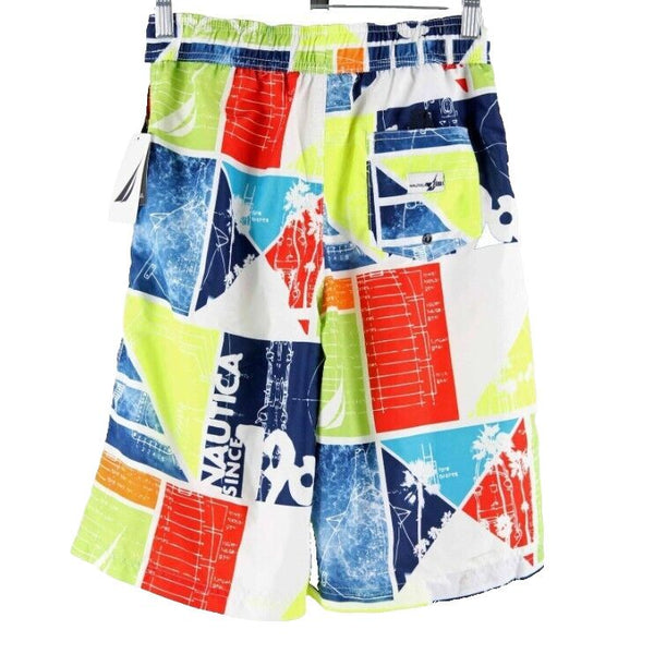 Nautica NEW Sz L White Multi UV Performance 100% Polyester Shorts