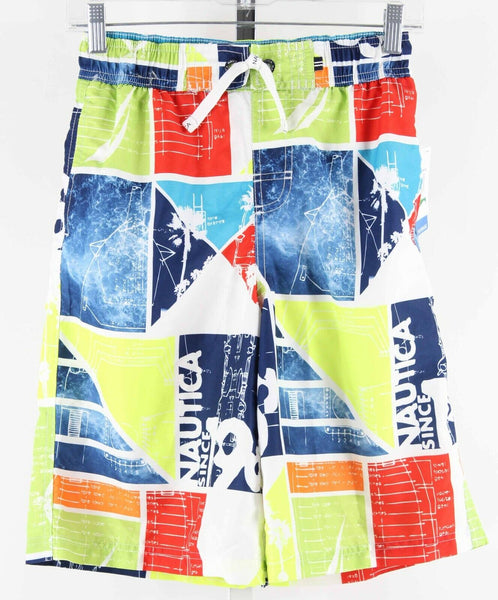 Nautica NEW Sz L White Multi UV Performance 100% Polyester Shorts