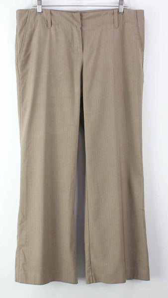 New York & Co Sz 12 x 30.5 Tan Pinstripe Stretch Poly Blend Crop Trousers Pant