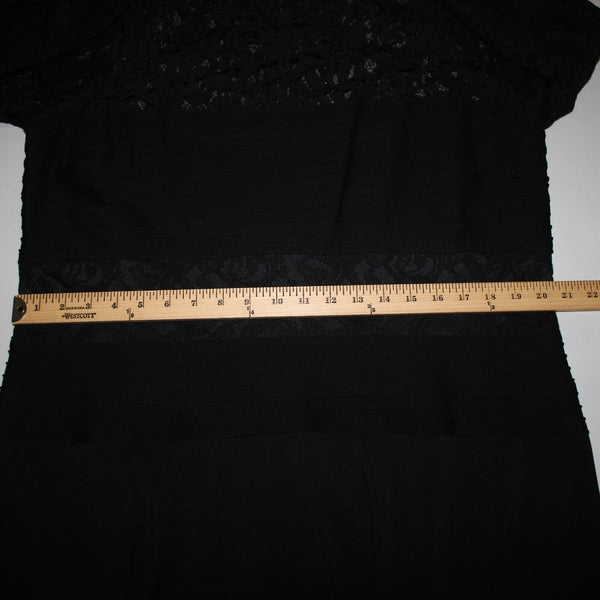 Tadashi Shoji Sz 2X Black Lace Lined Mid Sleeve Rayon Nylon Dress