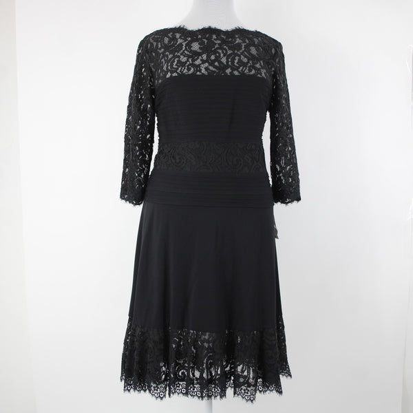 Tadashi Shoji Sz 2X Black Lace Lined Mid Sleeve Rayon Nylon Dress