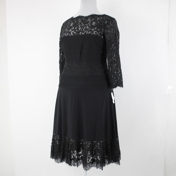 Tadashi Shoji Sz 2X Black Lace Lined Mid Sleeve Rayon Nylon Dress