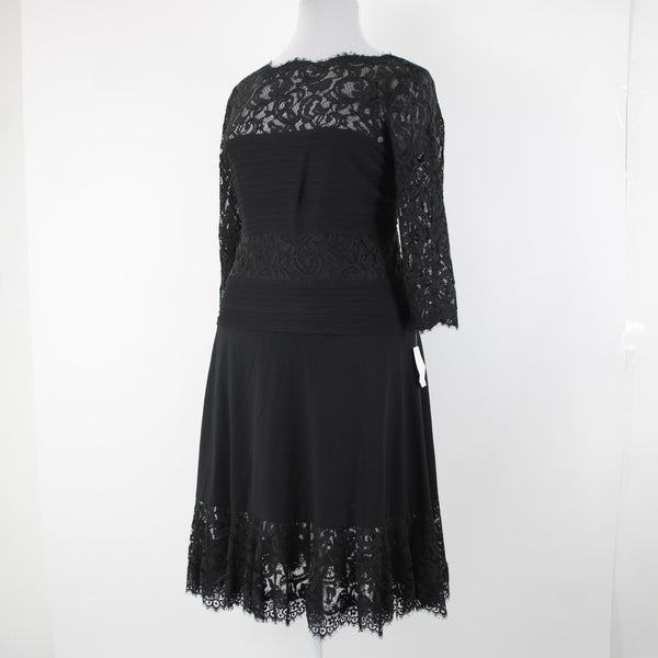 Tadashi Shoji Sz 2X Black Lace Lined Mid Sleeve Rayon Nylon Dress