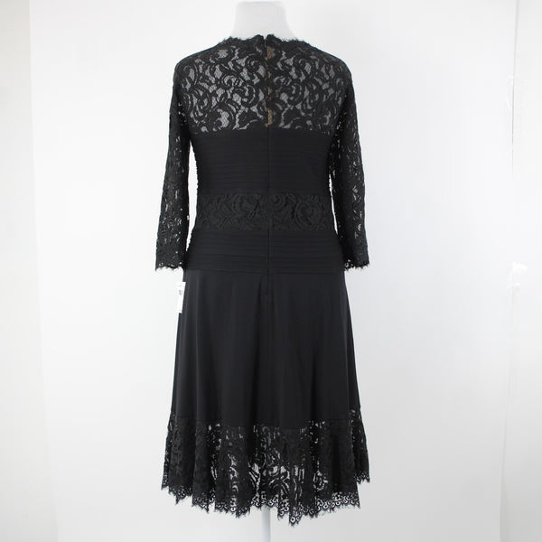 Tadashi Shoji Sz 2X Black Lace Lined Mid Sleeve Rayon Nylon Dress