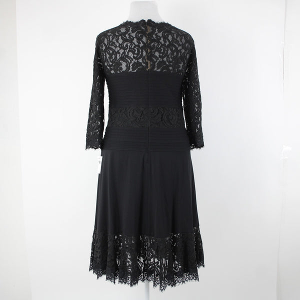 Tadashi Shoji Sz 2X Black Lace Lined Mid Sleeve Rayon Nylon Dress
