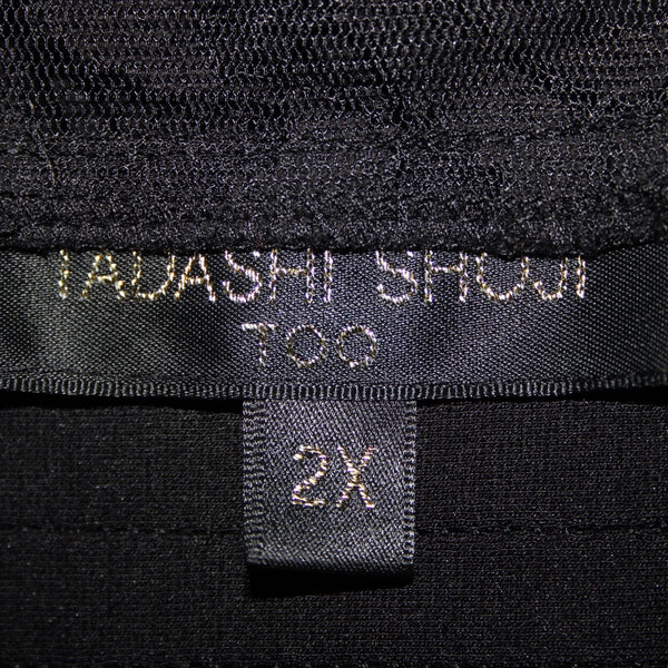 Tadashi Shoji Sz 2X Black Lace Lined Mid Sleeve Rayon Nylon Dress