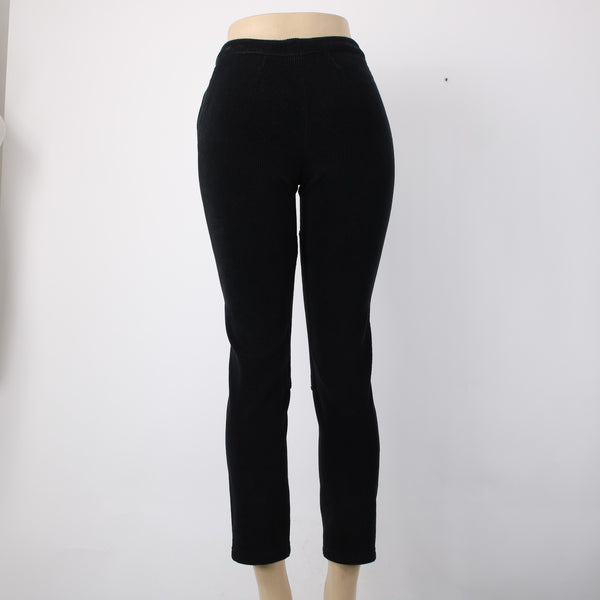 Piazza Sempione Pant Sz 38 x 28 Black Corduroy Pockets Cotton Nylon Pant