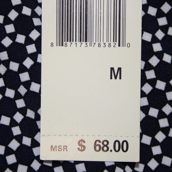 Max Edition Pant NEW $68 Sz M x 35 Navy Blue White Elastic Waist Wide Poly Pant