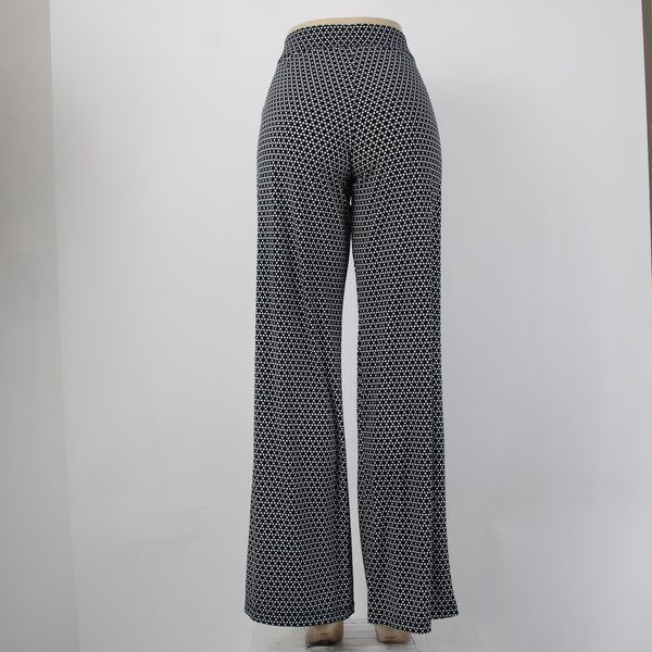 Max Edition Pant NEW $68 Sz M x 35 Navy Blue White Elastic Waist Wide Poly Pant