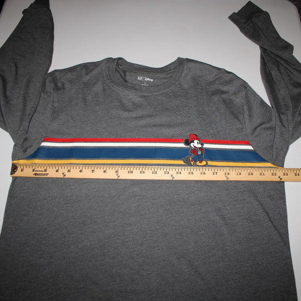 Gap NEW $35 Disney Sz L Gray Multi Color Mickey Mouse Relaxed Fit Cotton Top