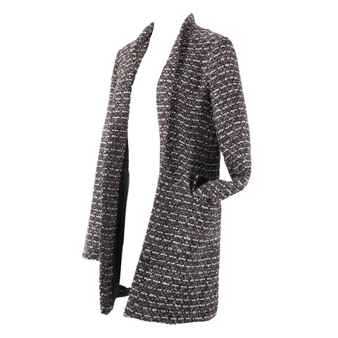 Calvin Klein NEW $149 Sz 4 Black White Burgundy Lined Poly Metallic Coat