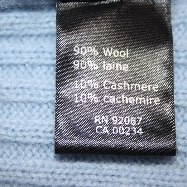 Saks Fifth Avenue Sweater Sz M Blue Turtleneck Ribbed Knit Wool Cashmere Sweater