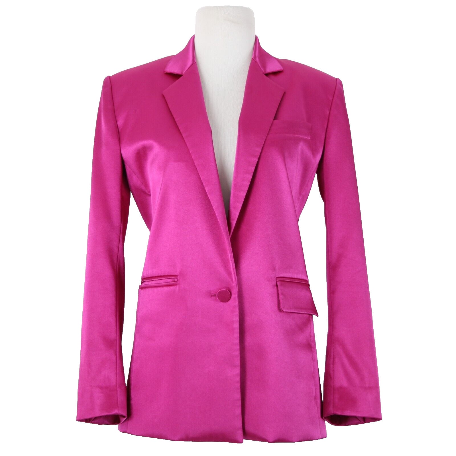 Frame Sz 0 Magenta Pink Collared Pockets Lined Polyester Spandex Blazer Jacket