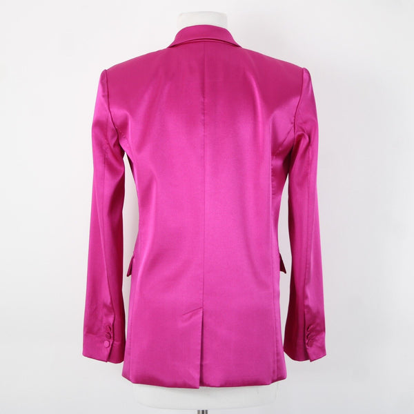 Frame Sz 0 Magenta Pink Collared Pockets Lined Polyester Spandex Blazer Jacket