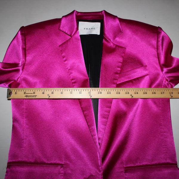 Frame Sz 0 Magenta Pink Collared Pockets Lined Polyester Spandex Blazer Jacket