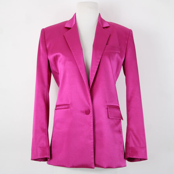 Frame Sz 0 Magenta Pink Collared Pockets Lined Polyester Spandex Blazer Jacket