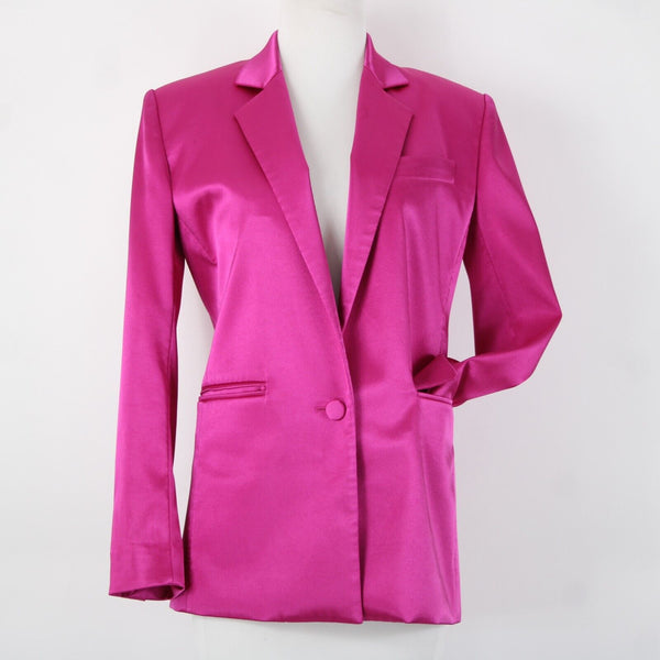 Frame Sz 0 Magenta Pink Collared Pockets Lined Polyester Spandex Blazer Jacket