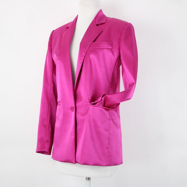 Frame Sz 0 Magenta Pink Collared Pockets Lined Polyester Spandex Blazer Jacket